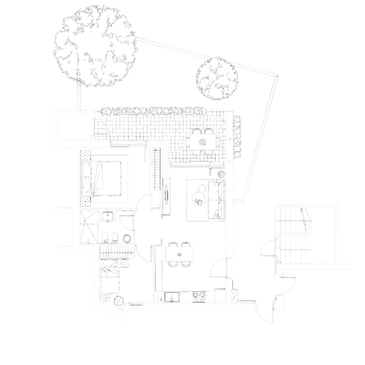 Planimetria trilocale piano terra