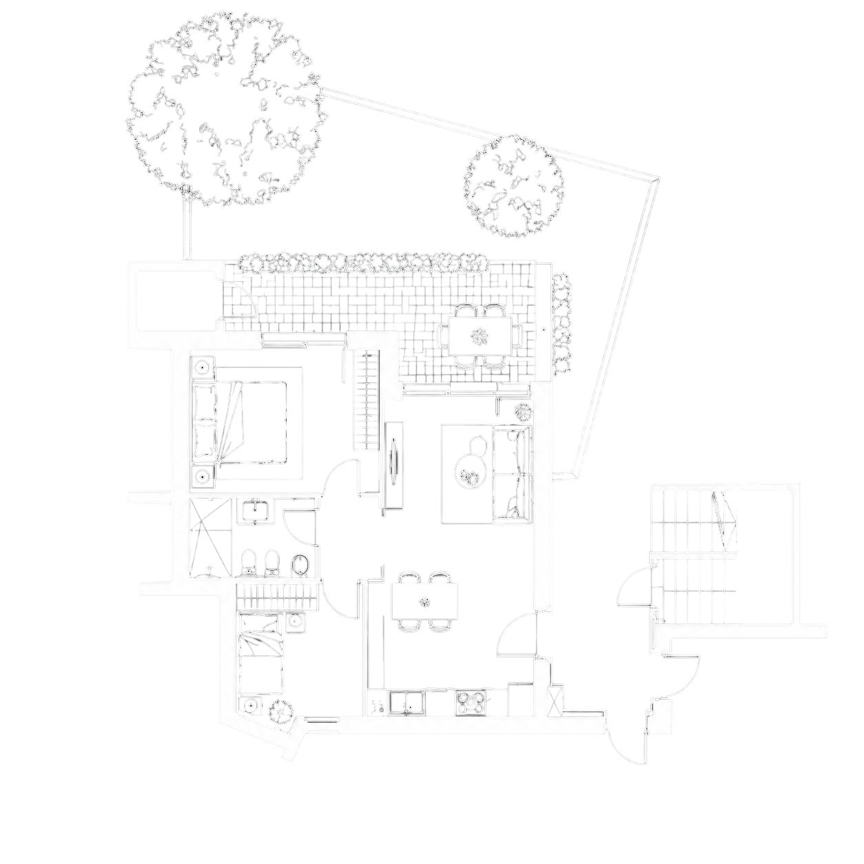 Planimetria trilocale piano terra